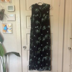 Navy floral Sleeveless Maxi Sundress with Mock Neck